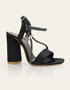 Dusk Black High Heels with Rhinestone Straps – Essence by Rubina